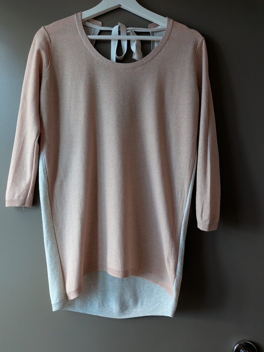Aritzia Babaton Bailey Silk Cashmere Scoop Open Tie Back Colorblock Sweater S